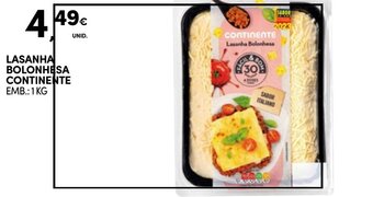 Continente LASANHA BOLONHESA CONTINENTE EMB.: 1 KG promoção