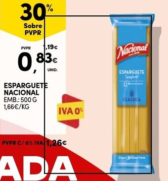 Continente ESPARGUETE NACIONAL EMB.: 500 G promoção