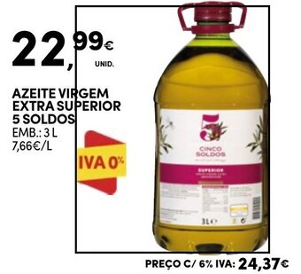 Continente AZEITE VIRGEM EXTRA SUPERIOR 5 SOLDOS EMB.: 3 L promoção