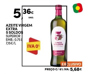Continente AZEITE VIRGEM EXTRA 5 SOLDOS promoção
