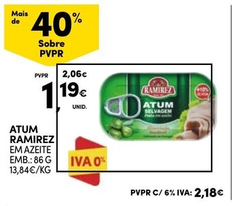 Continente ATUM RAMIREZ EM AZEITE EMB.: 86 G promoção