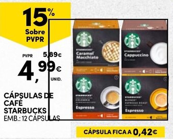 Continente CÁPSULAS DE CAFÉ STARBUCKS EMB.: 12 CÁPSULAS promoção