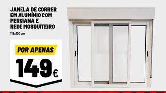 JANELA DE CORRER EM ALUMÍNIO COM PERSIANA E REDE MOSQUITEIRO