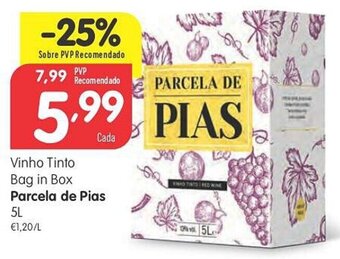 Minipreço Vinho Tinto Bag in Box Parcela de Pias 5L promoção