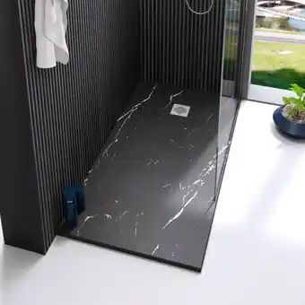 Brico Depôt Plato ducha de resina extraplano efecto marmol | 180 x 80 cm | marmol oscuro promoção