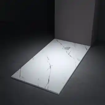 Brico Depôt Plato ducha de resina extraplano efecto marmol | 90 x 70 cm | antideslizante | blanco promoção