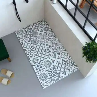 Brico Depôt Plato ducha de resina extraplano geométrico | 110 x 80 cm | antideslizante | mosaico promoção
