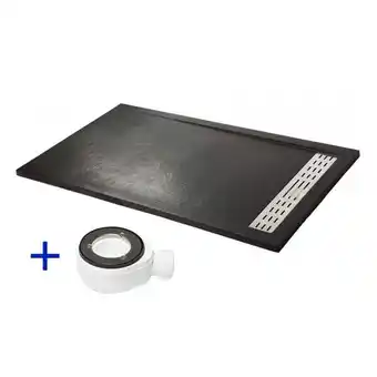Brico Depôt Base de duche premium de mineral antiderrapante 90x110 preto - ral 9005 promoção