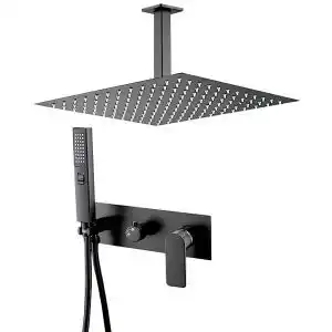 Brico Depôt Ducha empotrada monomando cuadrada a techo negro mate serie miño - 30cm promoção