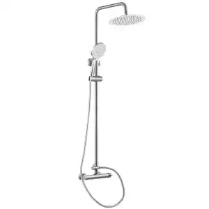 Valaz barra de duche redonda monocomando aço escovado série palancia - 20cm