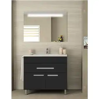 Brico Depôt Móvel de banho bahia lavatório duplo e espelho graphite 120x45cm promoção