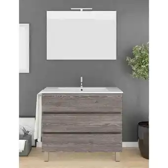 Brico Depôt Móvel de banho imperia com lavatório espelho oak smoky 100x40cm promoção