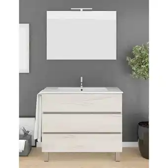 Brico Depôt Móvel de casa de banho imperia com lavatório a esquerda espelho nordic branco 90x45cm promoção