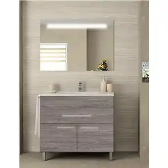 Brico Depôt Móvel de banho bahia lavatório e espelho oak smoky 80x40cm promoção
