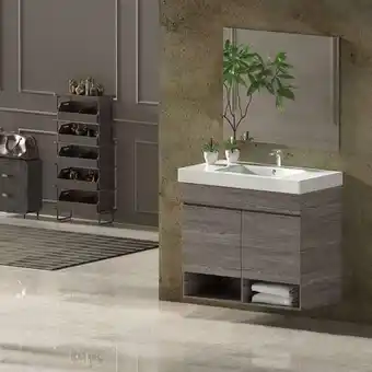 Brico Depôt Móvel de banho nebari com lavatório espelho oak smoky 70x45cm promoção