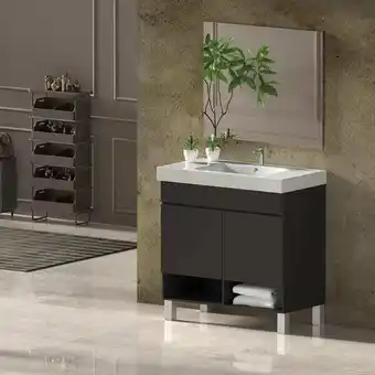 Brico Depôt Móvel de banho nebari com lavatório grosso espelho graphite 70x45cm com gaveta promoção
