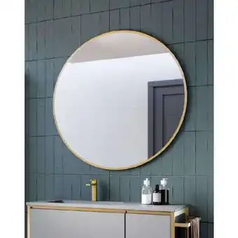 Brico Depôt Espejo de pared redondo borde oro | espejo de baño redondo | 80cm - oro promoção