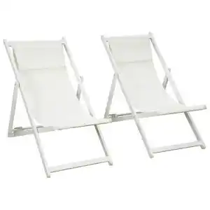 Brico Depôt 2 tumbonas plegables aluminio, texteline blanco 58x96.5x91.5 cm promoção