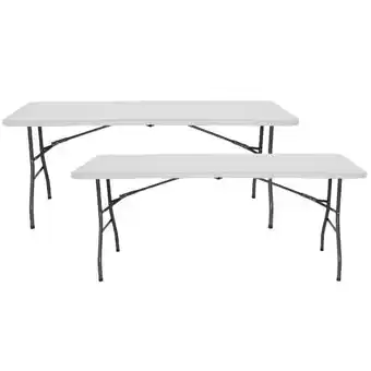 Pack 2 mesas dobráveis 180cm retangular branco restauração 7house