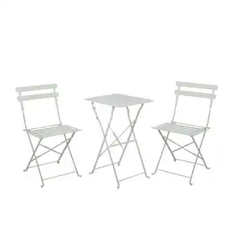 Brico Depôt Conjunto de terraço metálico com 2 cadeiras e mesa quadrada bistreau branco promoção