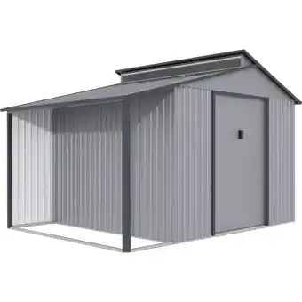 Caseta de metal con pergola madras - 9.12 m² - gris