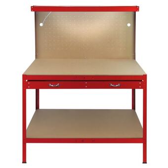 Brico Depôt Bancada com pegboard, gaveta e luminária â red promoção