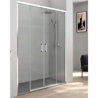 Brico Depôt Mampara de ducha frontal 2 puertas - 2 fijos corredera | transparente - cromo - 160 cm promoção