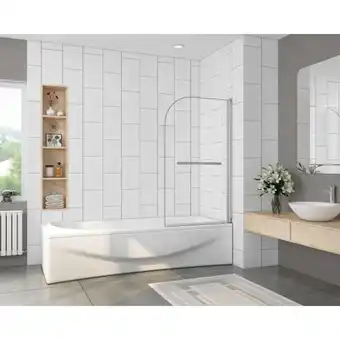 Mampara de bañera abatible simple 1 hoja vidrio templado 5mm+toallero 40cm,(79.5-80)x140cm