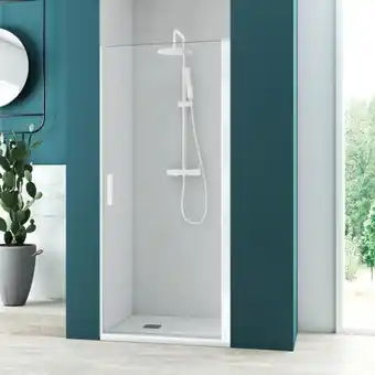 Brico Depôt Mampara ducha frontal abatible | 70cm | transparente | alto 195cm | perfilería blanco promoção