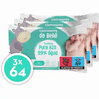 Continente Toalhitas bebé pure h2o 99% água promoção
