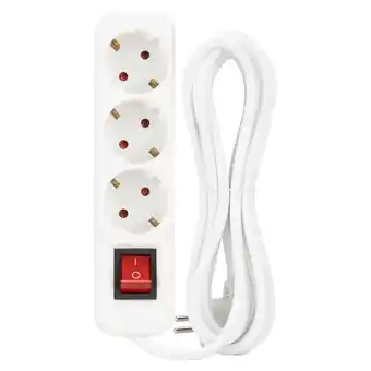 Continente Bloco 3 tomadas com interruptor 1,5m branco promoção