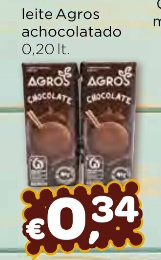Bolama leite Agros achocolatado 0,20 lt promoção