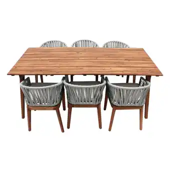 Continente Conjunto de refeição mesa e 6 cadeiras madeira acácia cascais promoção