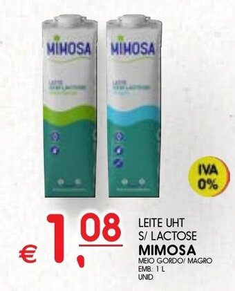 Meu Super LEITE UHT S/ LACTOSE MIMOSA MEIO GORDO/ MAGRO 1L promoção
