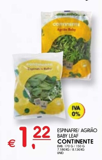 Meu Super ESPINAFRE/ AGRIÃO BABY LEAF CONTINENTE promoção