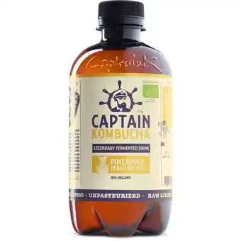 Bebida kombucha ananás e pêssego