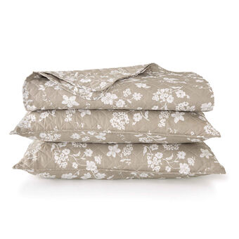 Continente Colcha decorativa 240x220cm flores bege promoção