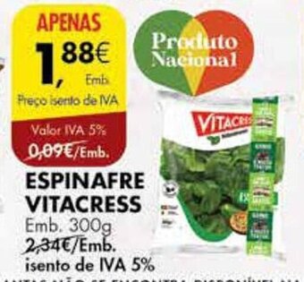 Pingo Doce ESPINAFRE VITACRESS Emb. 300g promoção