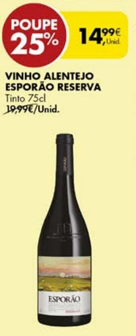 Pingo Doce VINHO ALENTEJO ESPORÃO RESERVA Tinto 75cl promoção