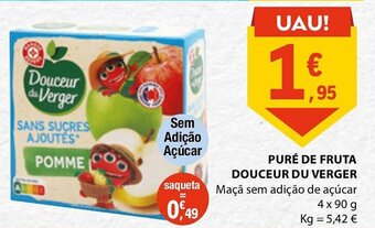 E.Leclerc PURÉ DE FRUTA DOUCEUR DU VERGER Maçã sem adição de açúcar 4X90g promoção