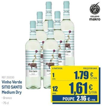 Makro Vinho Verde SITIO SANTO Medium Dry 12 unid. promoção