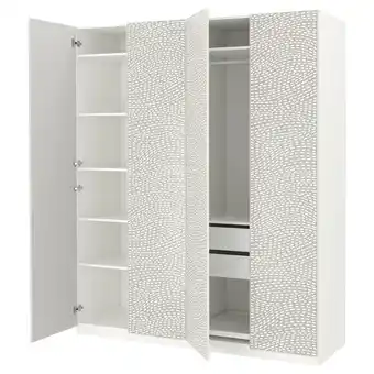IKEA Pax / mistudden combinação de roupeiro, branco/cinz c/padrão, 200x60x236 cm promoção