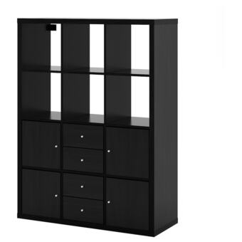 IKEA Kallax estante c/6 acessórios, preto-castanho, 112x147 cm promoção