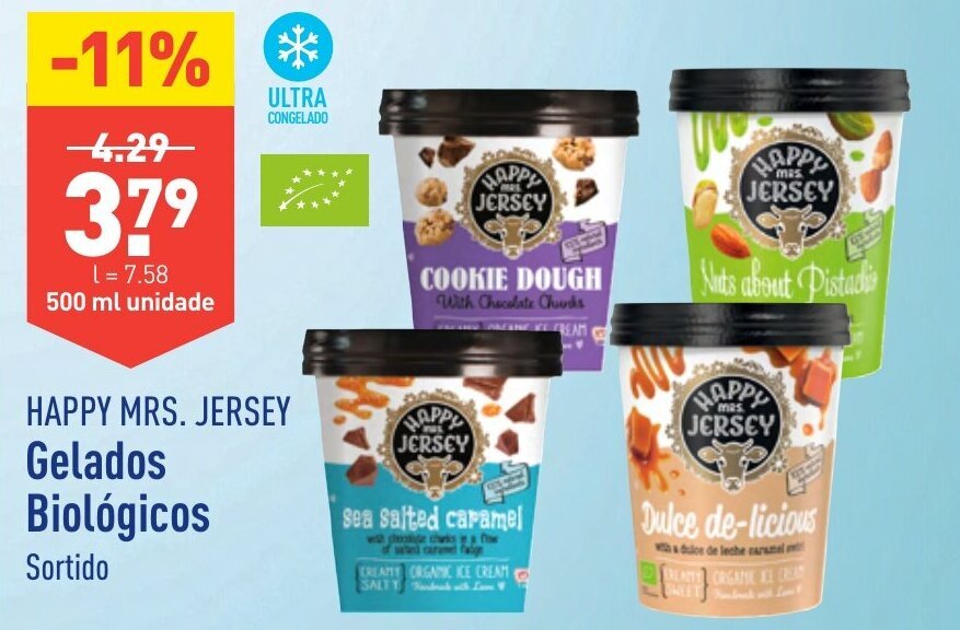 ALDI HAPPY MRS. JERSEY Gelados Biológicos promoção