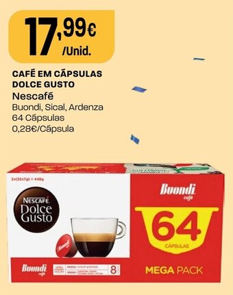Intermarché CAFÉ EM CAPSULAS DOLCE GUSTO Nescafé Buondi, Sical, Ardenza 64 Cápsulas promoção