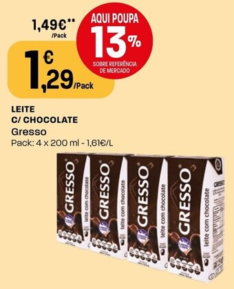 Intermarché LEITE C/ CHOCOLATE Gresso 4x200ml promoção