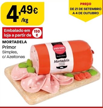 Intermarché MORTADELA Primor Simples, c/ Azeitonas promoção