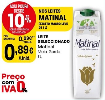 Intermarché LEITE SELECCIONADO Matinal Meio-Gordo 1L promoção