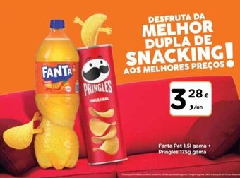 Aqui é fresco Fanta Pet 1,51 gama + Pringles 175g gama promoção