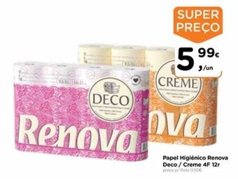 Aqui é fresco Papel Higiénico Renova Deco / Creme 4F 12r promoção